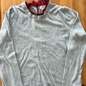 J Crew Knit Sweater with Plaid Button Collar, Sz S